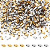 NBEADS 386 Pcs Half 2-Hole Beads, 5 2mm Synthetic Hematite Mini Japanese Seed Beads for Bracelet Necklace Earring Jewelry Makin
