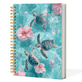 ERKCNBEND Coastal Blue Beach Notebook Journal, Sea Turtle FLoral Sea Ocean Journal for Note Taking, Ocean Animals Hardcover Spir