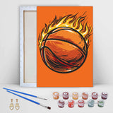 Kaliosy Framed Paint by Numbers Kits for Adults Basketball, Oil Painting Ball Pre Drawn Canvas Drawing Paintwork with Paintbrush