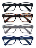 HEEYYOK 4-Pack Reading Glasses Men 1.50 XXL,Large Square Readers,Rectangular Frame?Oversized Comfort Readers with Spring Hinge