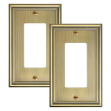 2-Pack Decorator Outlet Cover Plate, Antique Brass Decorative Switch Plates and Outlet Covers, Durable Zinc Alloy Wall Plates fo