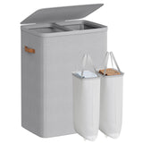 SONGMICS Laundry Basket, 44.9 Gal. Laundry Hamper, 2 Compartments, Easy Assembly, with Lid and Handles, Removable Inner Bags, 22