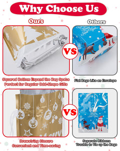 Christmas Gift Bags, 30pcs Christmas Bags for Gifts, Drawstring Christmas Gift Bags Assorted Sizes-Large, Medium, Small, Christm