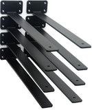 8 Pack - 18 inch Black Hidden L Shelf Bracket (1/5 Inch Thicked) Iron Floating Shelf Brackets Rustic Industrial Metal Brackets f