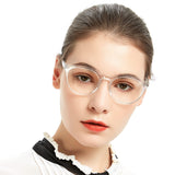MARE AZZURO Reading Glasses Women Round Reader 0 100 125 150 175 200 225 250 275 300 350 400 500 600 (Transparent 1.25)