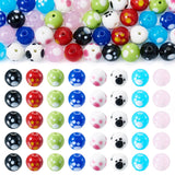 FASHEWELRY 40Pcs 12mm Lampwork Glass Beads 8 Colors Paw Print Handmade Loose Spacer Beads Cute Animal Glass Beads for DIY Crafts