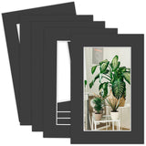 MBC Mat Board Center, 5 Pack 4x6 for 3x5 Black Picture Mats Frame Mattes, Bevel Cut, Acid Free, 4-ply Thickness