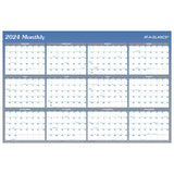 ATAGLANCE 2024 Erasable Calendar, Dry Erase Wall Planner, 36 x 24, Large, Vertical/Horizontal, Reversible, Blue (A110224)