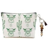 Highland Cow Cactus Makeup Bag for Women Lady Bestie, Green Large Capacity Makeup Pouch Travel Organizer Toiletry Cosmetic Bag, 
