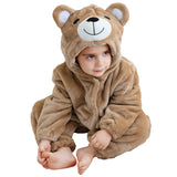 MICHLEY Infant Halloween Cosplay Costume Kids' Animal Outfit Hooded Romper Partywear 0-6M,Light Brown Bear