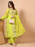 Wedani Faux Georgette Embroidered Kurta Set With Duptta For Women (In Alpha Xl Regular Green),GREEN,XL,,,