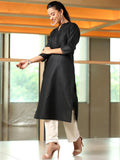 Libas Women'S Silk Regular Kurta (29275_Black Black S