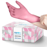 Hand-E Touch Pink Nitrile Disposable Gloves Large, 200 Count - Esthetician, Nail Tech, Microblading, Hair Dye & Stylist, Salon, 