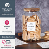 1 Gallon Large Glass Cookie jar with Airtight Acacia lids - Thicken Big Food Storage Containers with 42 Kitchen Waterproof Pantr