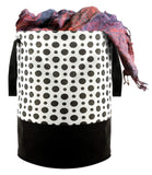 Kuber Industries Waterproof Round Laundry Bag/Hamper|Foldable Bin & 45 Liter Capicity|Size 37 x 37 x 49, Pack of 1(Black & White
