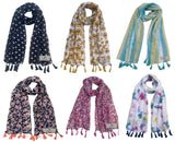 Fusfus WomenS Printed Chiffon Scarves And Stoles, Free Size(Multicolour, Fs1186) Pack Of 6 (Multicolor2)