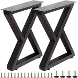 VASGOR 16-Inch Heavy-Duty Metal Table Legs (Set of 2), Black Double Triangle Design, Furniture Leg for Bench, Coffee Table, DIY 