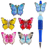 5pcs Colorful Rhinestone Butterfly Beads for Pens Fancy Focal Beads for Beadable Pens Beadable Keychains Making