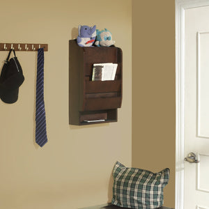 Door Entry Organizer With Mail Sorter In Mahogany