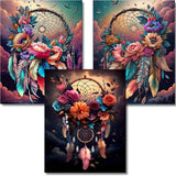 OFRKE Diamond Painting Kits for Adults, 3 Pack Colorful Dream Catcher DIY 5D Diamond Art Kits for Beginners Full Round Drill Dia
