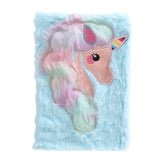 BOLLEY JOSS Rainbow Unicorn Notebook Kids Plush Diary for Girls Teens Fuzzy Journal Writing Pad A5 Lined 160 Pages