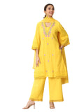 Libas Women'S Pure Cotton Embroidered Kurta Sets (99414_Yellow_M)