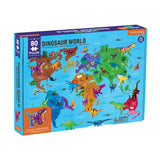 Mudpuppy Dinosaur World - 80 Piece Geography Puzzle with Dino Shaped Pieces Featuring a Variety of Dinosaurs and Where They Used