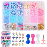 Patpat Diy Bracelet Making Kit With Charms, Jewelry Beads For Bracelet Making, 24 Grids Colorful Pearl Round Beads Set Craft Kit