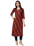 Gosriki Women'S Cotton Blend Straight Printed Kurta With Pant Set (Badiya Red-Nw-Gs_Xl_Red_X-Large),Red,,B0CJJVDQNB