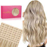 WENNALIFE Tape in Hair Extensions Human Hair, 40pcs 100g 22 inch Dirty Blonde Highlighted Bleach Blonde Hair Extensions Real Hum