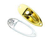 Guyker Guitar Input Jack Plate, Iron Oval Boat Shape Jackplate Socket Ferrule Output Curved GJ008 Gold + GJ007 Cover Combo Set f