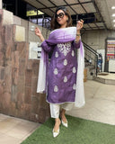 Gosriki Women'S Rayon Blend Straight Embroidered Kurta With Pant & Dupatta (Fresh-Lavender-Gs_L_Purple_Large),Purple,,B0DC6KYDZ1