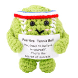 Positive Tennis Ball, Cute Funny Crochet Inspirational Tennis Ball Positive Knitted Animal Doll Crochet Toy with Positive Card f