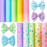 Greatdiy 10 Pcs Macaron Color Star Glitter Faux Leather Sheets 8 x 12 inch, Superfine Glitter Fabric for DIY Bows, Earrings, Eas