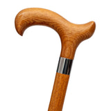 Dr. Watson - Handcrafted Wooden Walking Stick, Classic Walking Cane with Derby Handle and Stainless Steel Collar (Caramel)