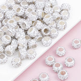 200 PCS European Large Hole Beads Rhinestone White European Beads Crystal Large Hole Craft Beads for DIY Charms Bracelet Jewelry