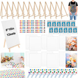 Tenceur 86 Pieces Mini Canvas with Easel Set, Small Canvas Painting Kit for Party, Mini DIY Painting Boards with Large Tableclot