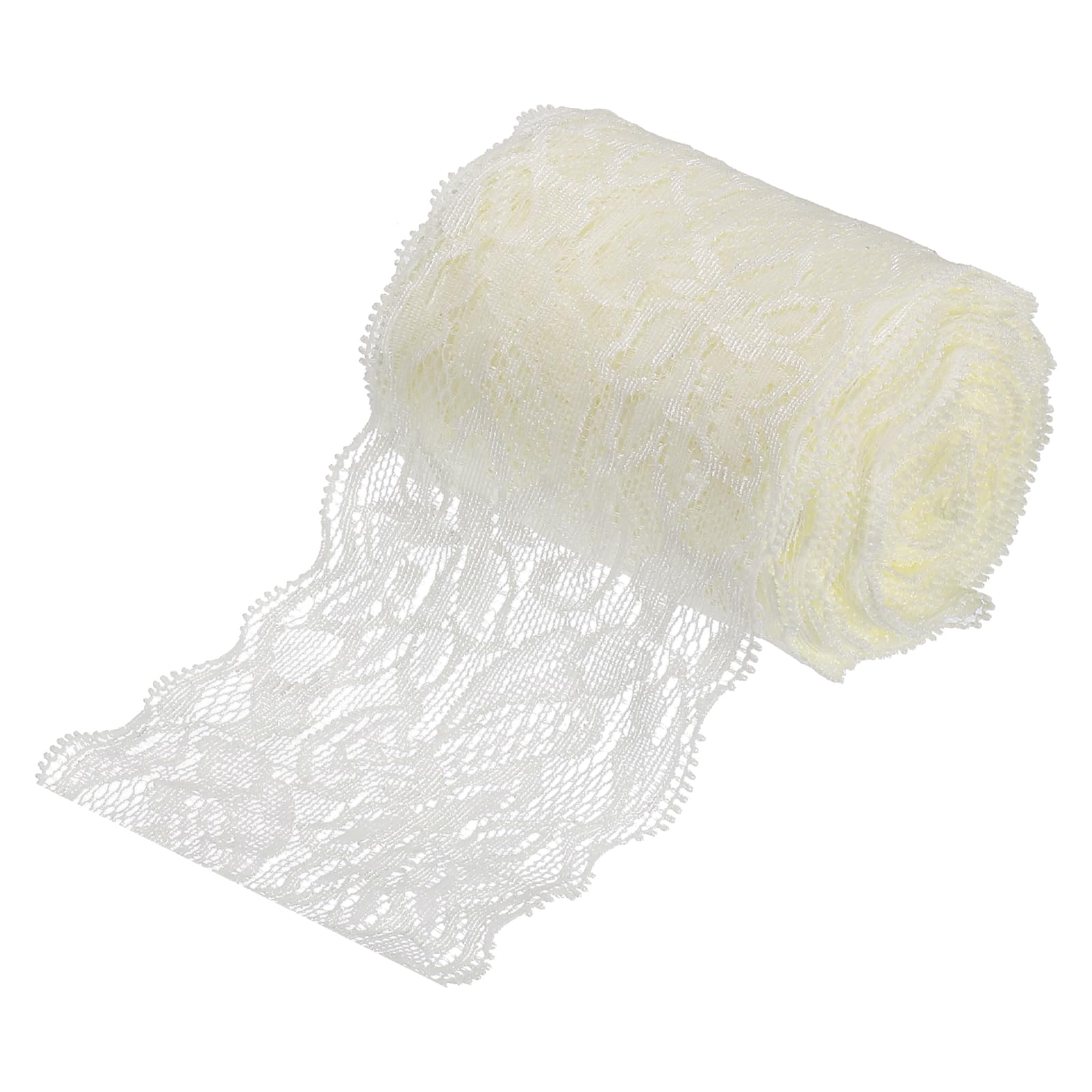 MECCANIXITY 3 Inch Wide 10 Yard Lace Ribbon Floral Pattern Light Beige Lace Trim Ribbon for Sewing Making, and DIY Crafts, Gift 