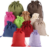 Brown Leaf 20 x 30 Cm Burlap Jute Linen Gift Bags Pouches Potli Bags for Wedding Anniversery Party Supply Return Gift (Pack of 6