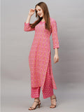 Gosriki Women'S Cotton Blend Printed Straight Kurta With Pant (Vasa Pink-Gs_M_Pink_Medium),Pink,,B0CBPS5HQF