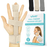 Vive Trigger Finger Splint - Full Hand and Wrist Brace Support - Adjustable Locking Straightener - Straightening Immobilizer Tre