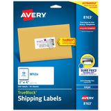 Avery Printable Shipping Labels with Sure Feed, 2 x 4 Customizable Stickers, White, 250 Blank Mailing Labels, Great for Mailing,