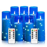 Flameless Candles,with Embedded Star String, Battery Operated Candles Flickering LED Pillar Candles with Remote Control and Time