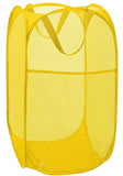 DurReus Portable Mesh Laundry Hamper with Large Pocket College Foldable Pop Up Clothes Basket Rectangle RV Organizer Bin Yellow