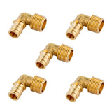 (Pack of 5) EFIELD Pex A Full Flow Expansion Brass Fitting 1/2x 1/2 Male MNPT Elbow, ASTM F1960
