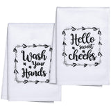 Tatuo 2 Pieces Funny Hand Towels with Sayings Wash Your Hands Bathroom Rustic Cute Dish Kitchen Towels for Home Decorative Farmh
