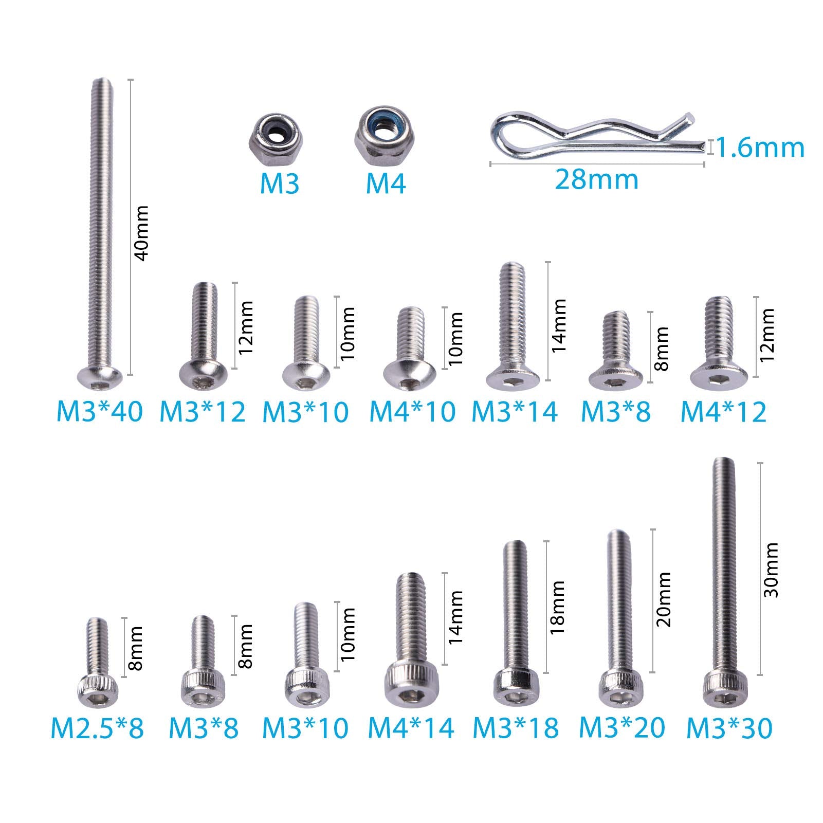 LordHardware 205pcs RC Crawler Car Screw Tool Kit DIY Accessories Parts for 1/10 1/8 RC Car Truck