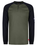 BOCOMAL FR Shirts Flame Resistant Shirts CAT2 NFPA2112 7oz Navy Men's Henley Shirt