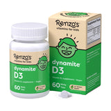 Renzo's Dynamite Vitamin D3, Dissolving Kids Vitamin D3, 60 Sugar-Free Melty Tabs, Lil Green Apple Flavored