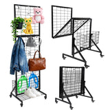 APshouhu Foldable Grid Wall Panels, Gridwall Panels with Folding Baskets, Tool-Free Assembly and Folding, for Storage and Retail